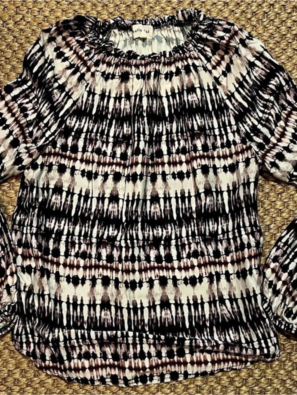 bella dahl Abstract Long Sleeve Blouse in Black & Purple Size Small